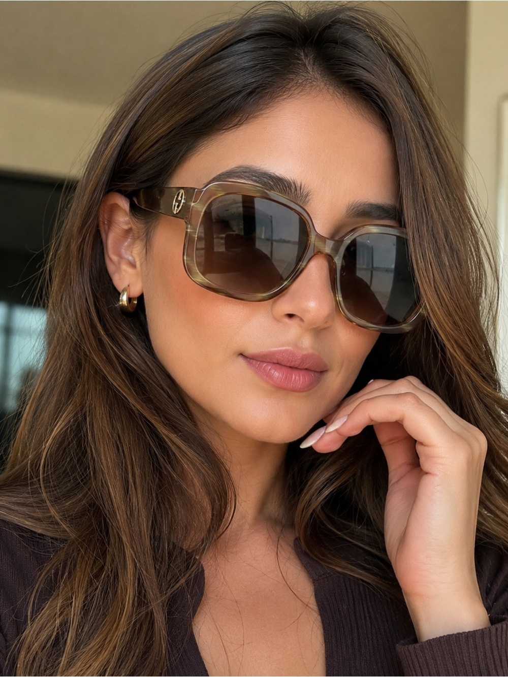 Gucci Oversized Brown Tortoiseshell Gradient Sunglasses
